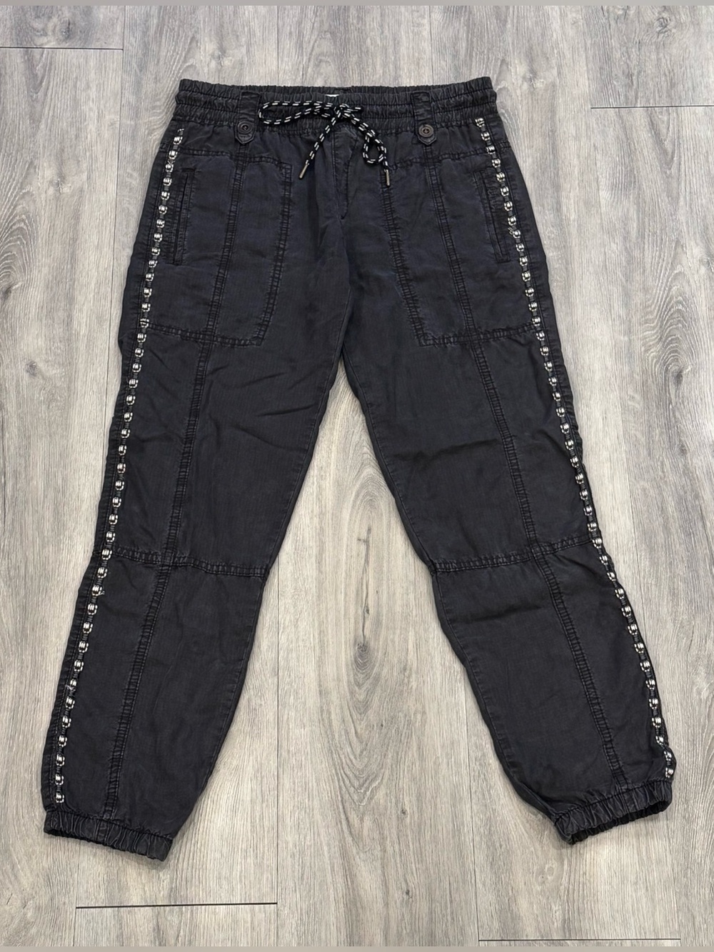 Anthropologie Byron Charcoal Black Seamed Soft Utility Sweatpants Joggers